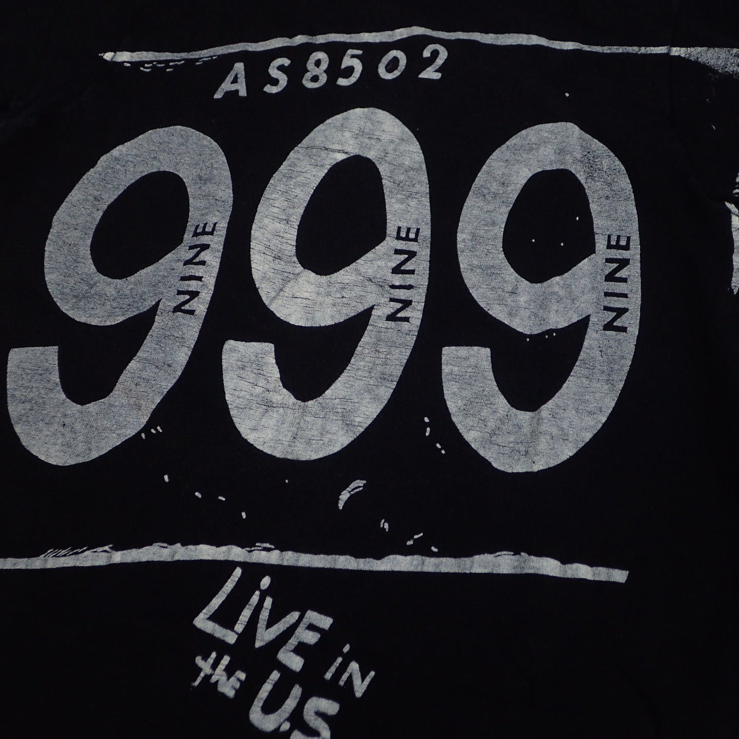 70s 999 T-shirt "Live in the US black Tee"