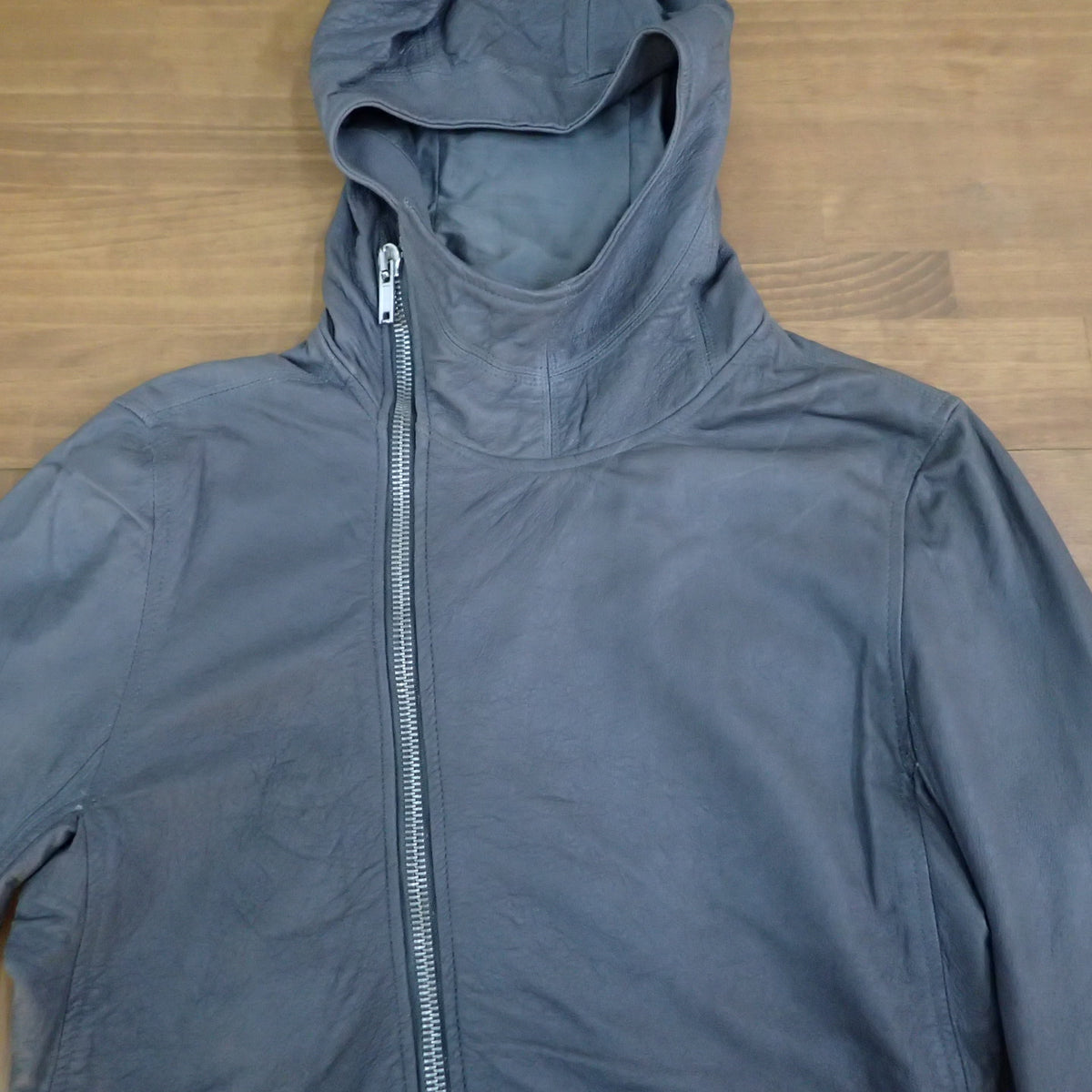 Rick Owens Hooded  Leather Jacket