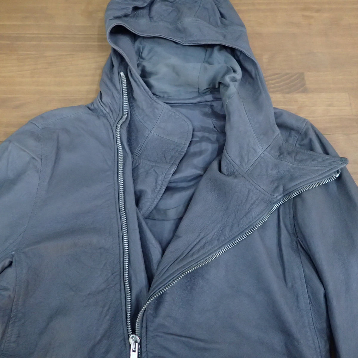 Rick Owens Hooded  Leather Jacket
