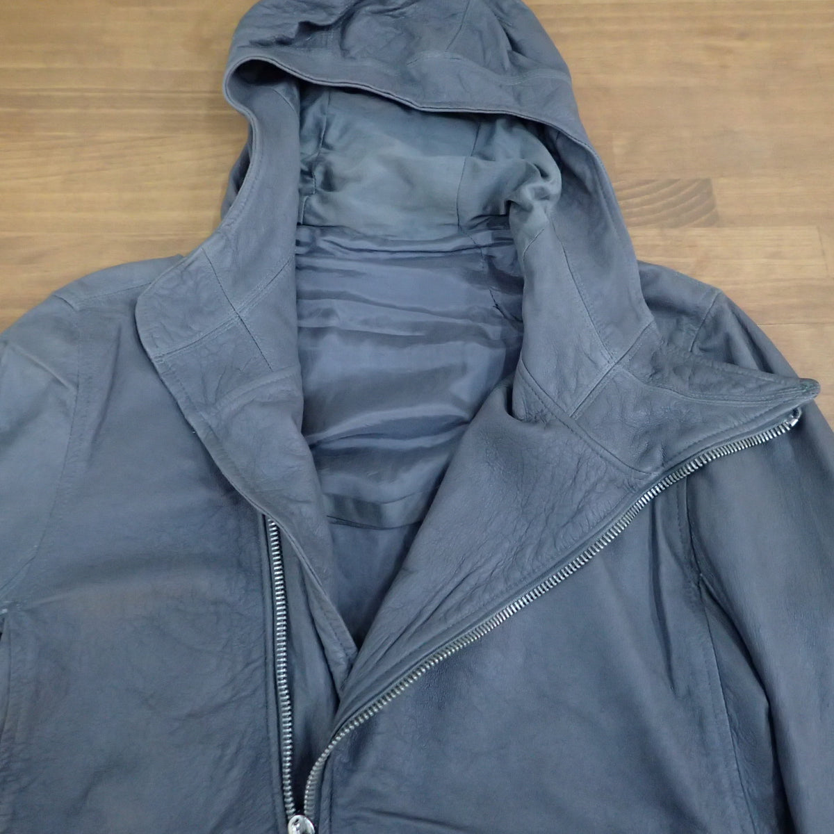 Rick Owens Hooded  Leather Jacket