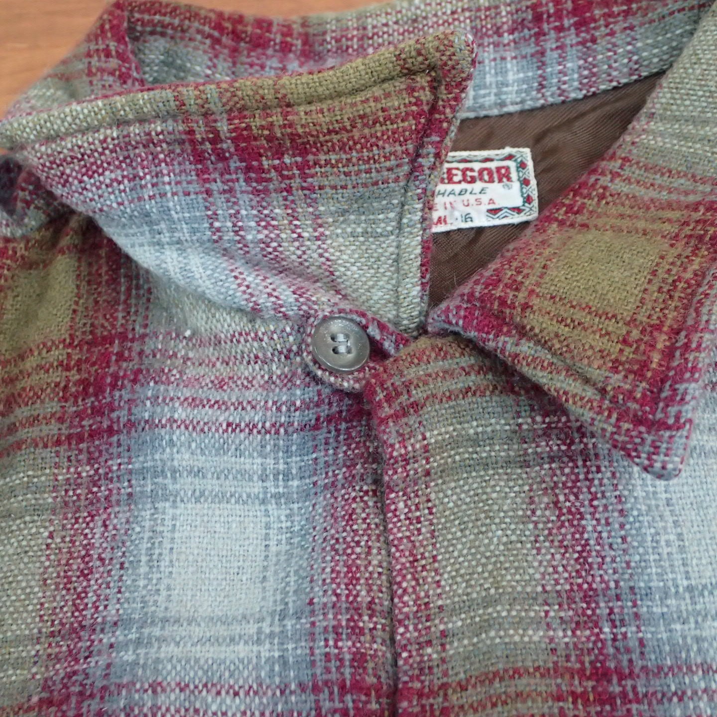60s McGregor Loop Collar Wool Check Shirt